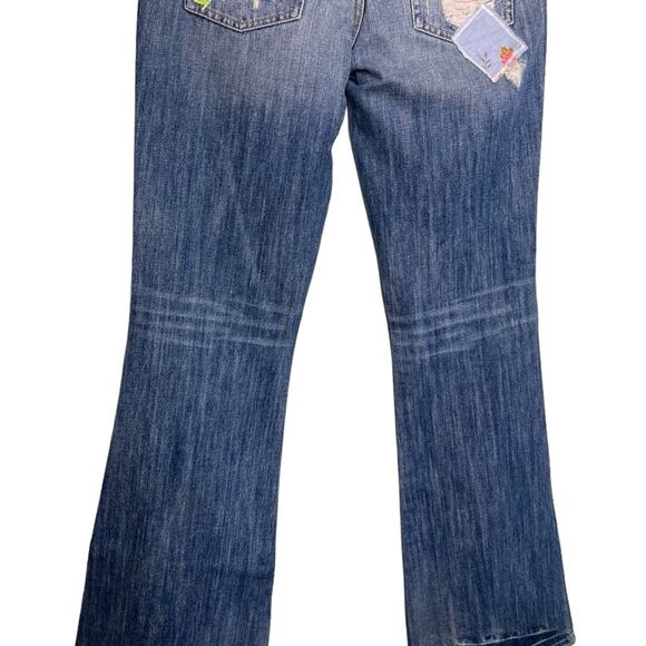 Guess Jeans Flared Bootcut Low Rise Embroidered Destroyed Flared Jeans Size 28 - Picture 6 of 10
